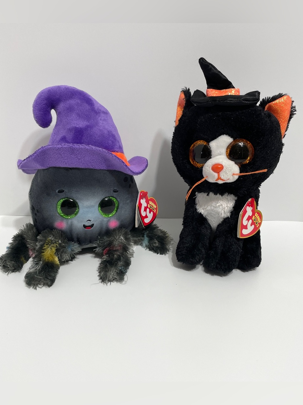 Ty Beanie Boos Weaver the Spider & Witchie the Black Cat Plush Halloween Stuffed